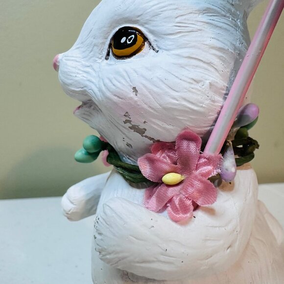 Easter Bunny holding Umbrella Figurine Spring bunny Spring Showers decoration - Picture 3 of 13